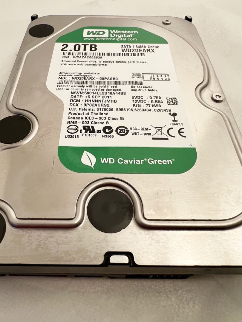 h*a様 WD GREENシリーズ★2TB HDD 2台セットで超お買い得品！