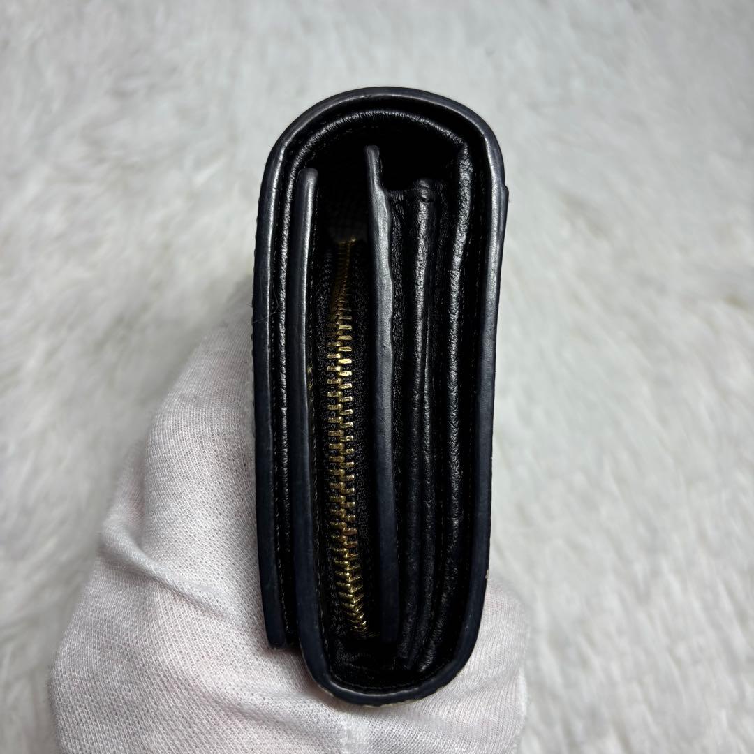 ✨美品✨ グッチ GGスプリーム マーモント 折り財布 L字 PVC レザー 黒