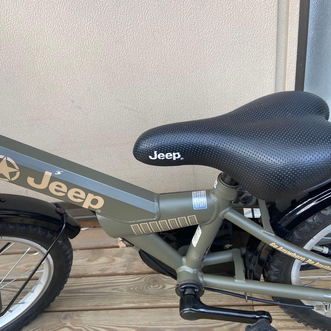 Jeep キッズバイク 16インチ オリーブグリーン 前カゴ付き