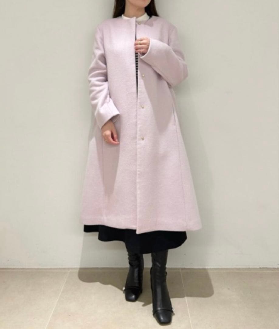 美品 CELFORD セルフォード ノーカラーコート ピンク 36