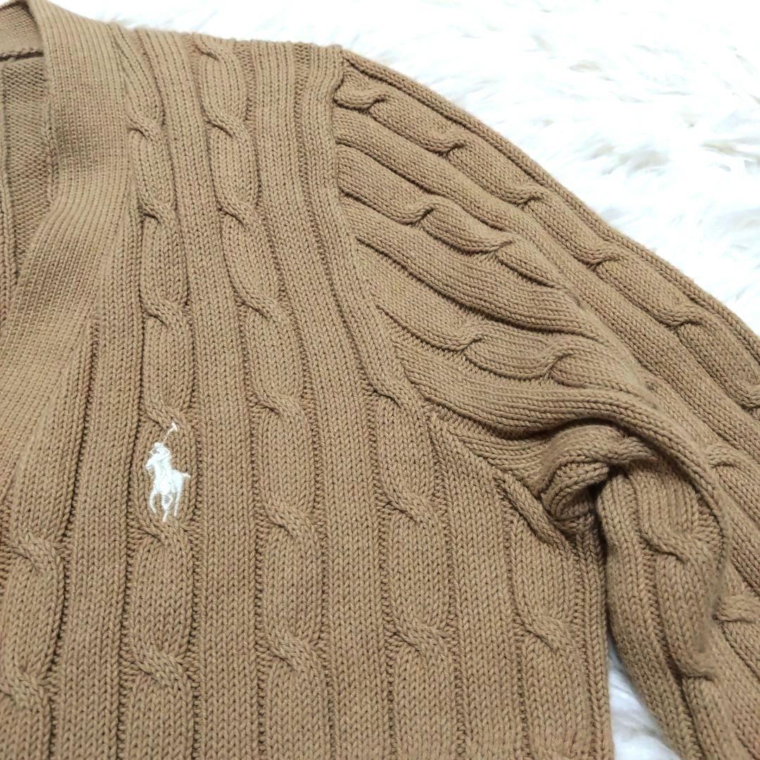 近年 ポロラルフローレン カーディガン ケーブルニット コットン ポニー刺繍 M