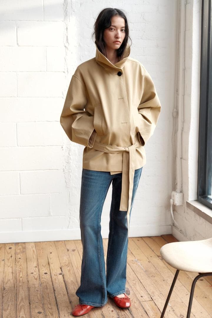 ZARA！ ショートトレンチコート ライトゴールデンブラウン M～L