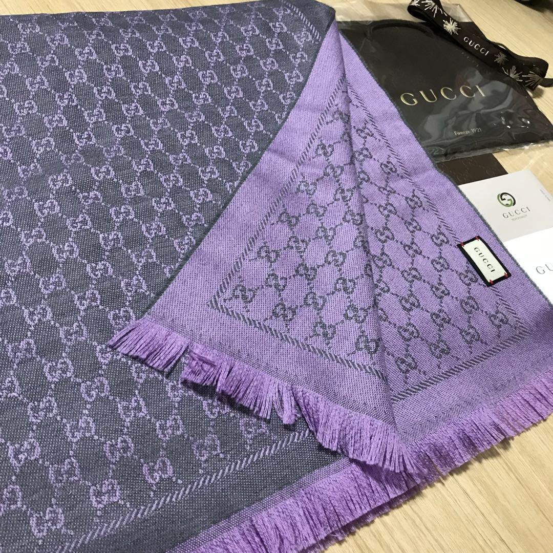 大判美品✨GUCCIマフラー❗️箱紙袋セット❗️グッチマフラー　レディース