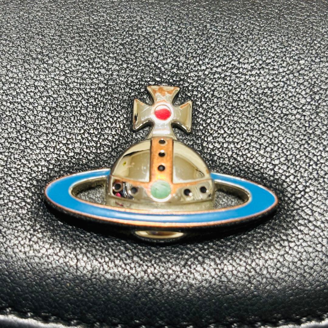 VivienneWestwood オーブ 二つ折り財布 黒 レザー パスケース付
