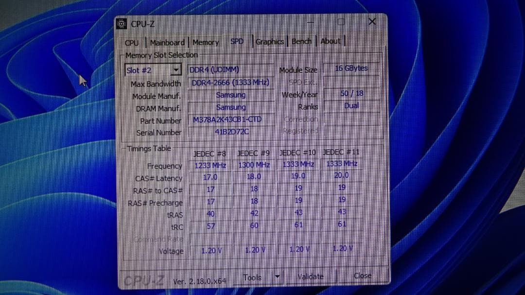 SAMSUNG DDR4-2666 16GB×2枚（32GB）