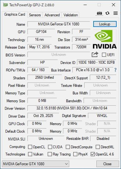 [ジャンク] GTX1080 8GB エラーコード43