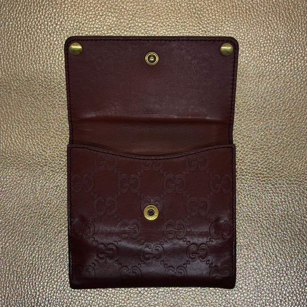 GUCCI ヴィンテージ 三つ折り財布 ハート金具 GG型押し ブラウン