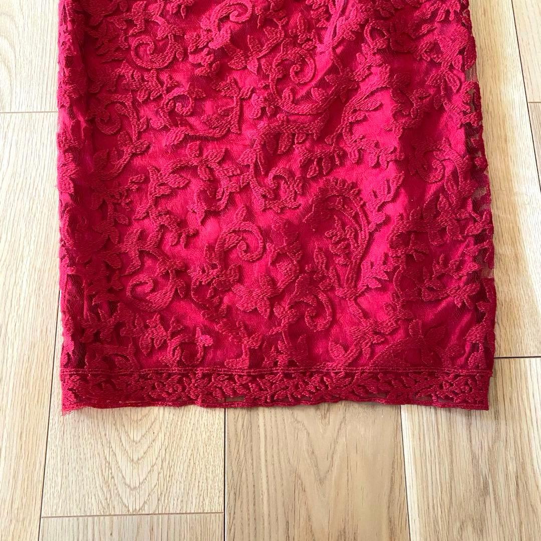 ma缶✨タダシショージ タイトドレス XS ワンピ 膝丈 赤 ノースリーブ