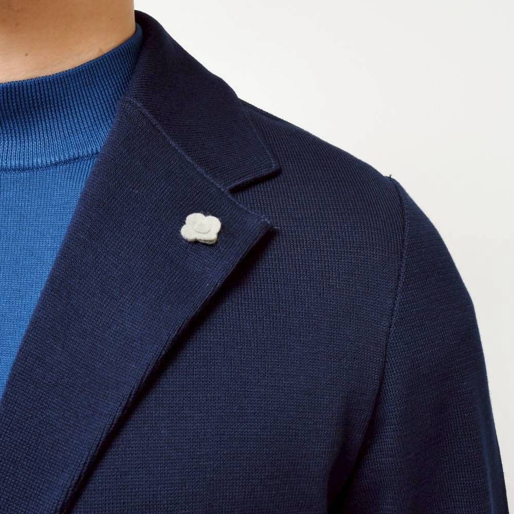 【近年モデル】LARDINI ニットジャケット ミラノリブ Sサイズ ネイビー