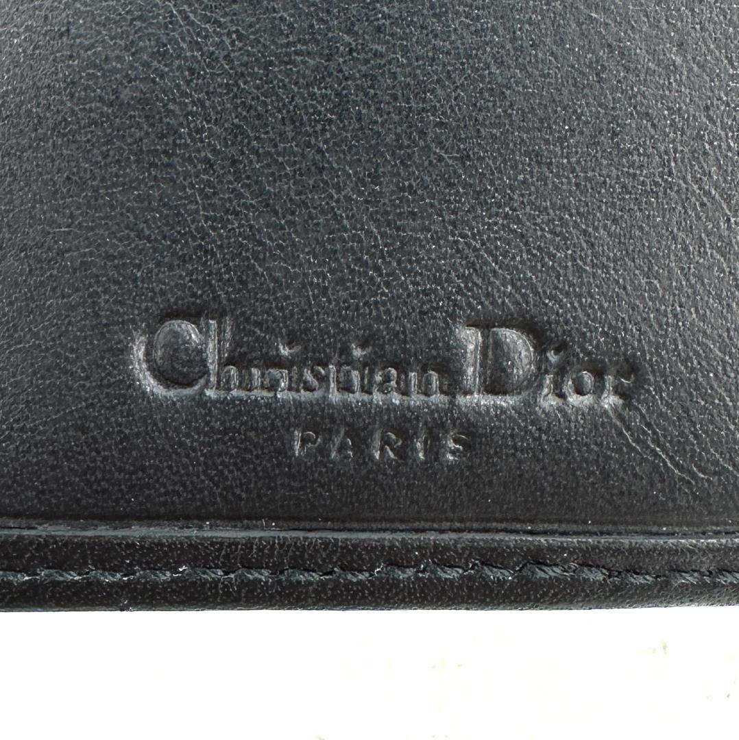 【美品】Christian Dior トロッター柄 がま口 折財布 ブラック