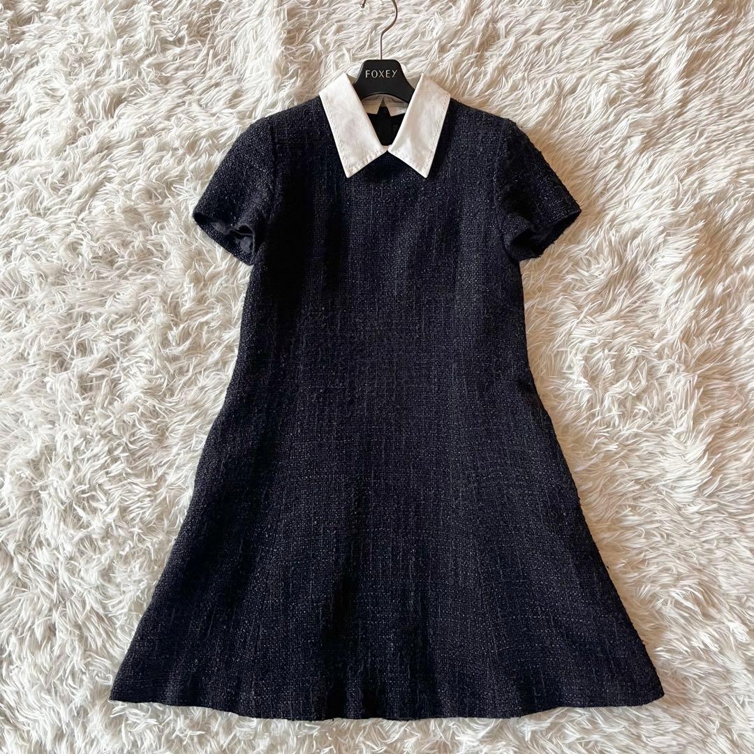 美品✨ フォクシー Dress Jessica 白襟 定価約14万円 紺色