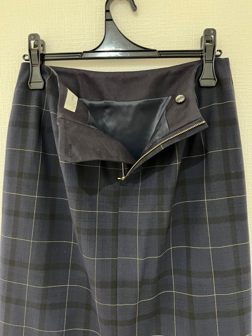 IENA イエナ　チェック ストレッチ タイトスカート ネイビー 40 美品