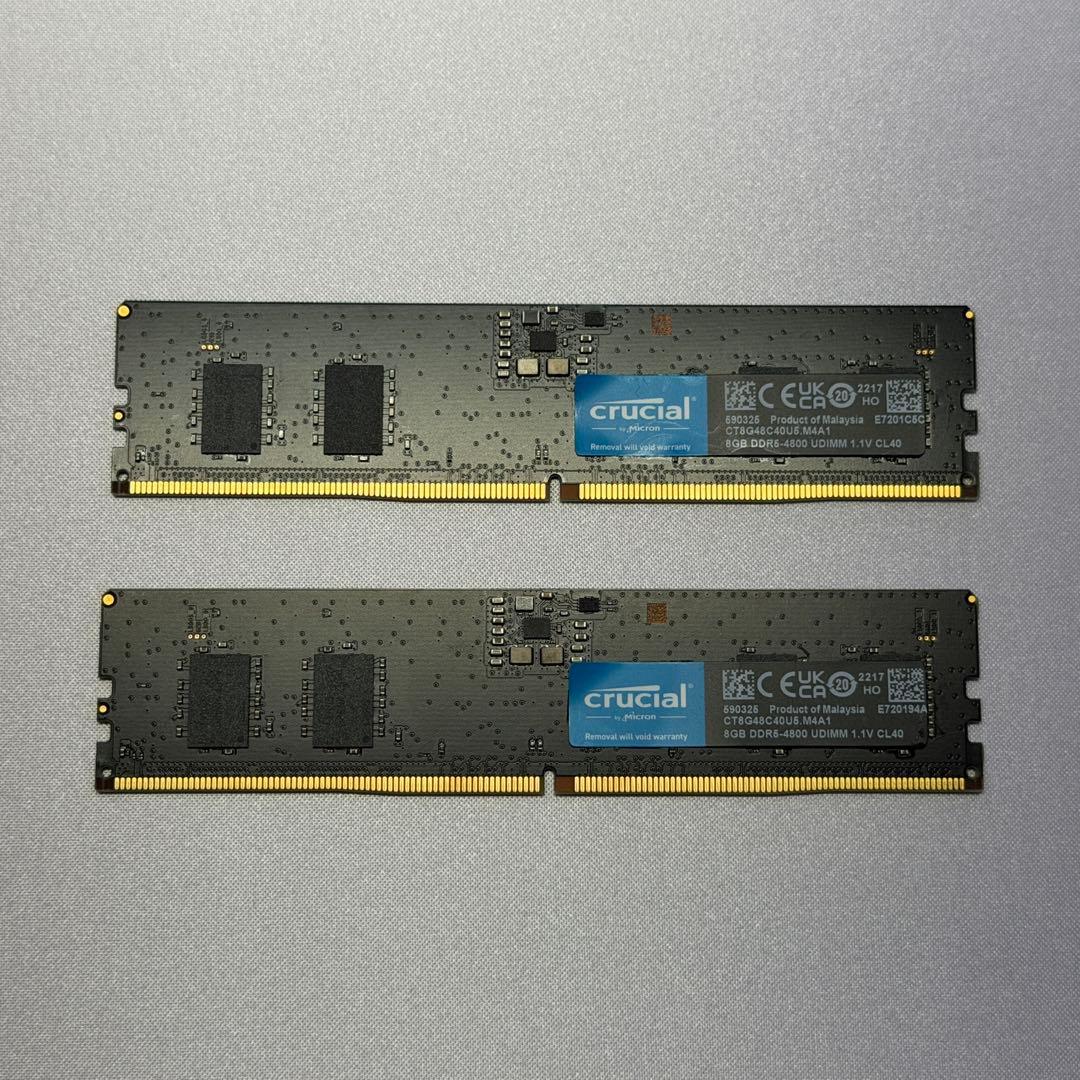 【動作確認済】Crucial DDR5-4800 16GB(8x2) 安定動作