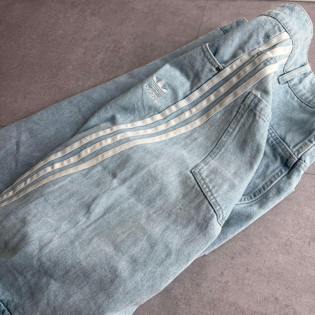 adidas Adilenium デニムカーゴパンツ　クリアブルー 紐なし　25