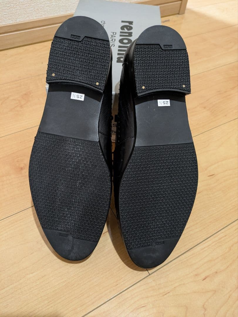 renoma 黒 レザーモカシンシューズ