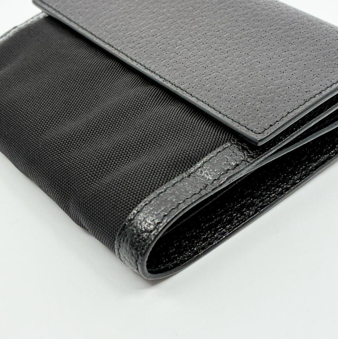 極美品 GUCCI グッチ レザー 二つ折り財布 黒 ブラック A1349A6