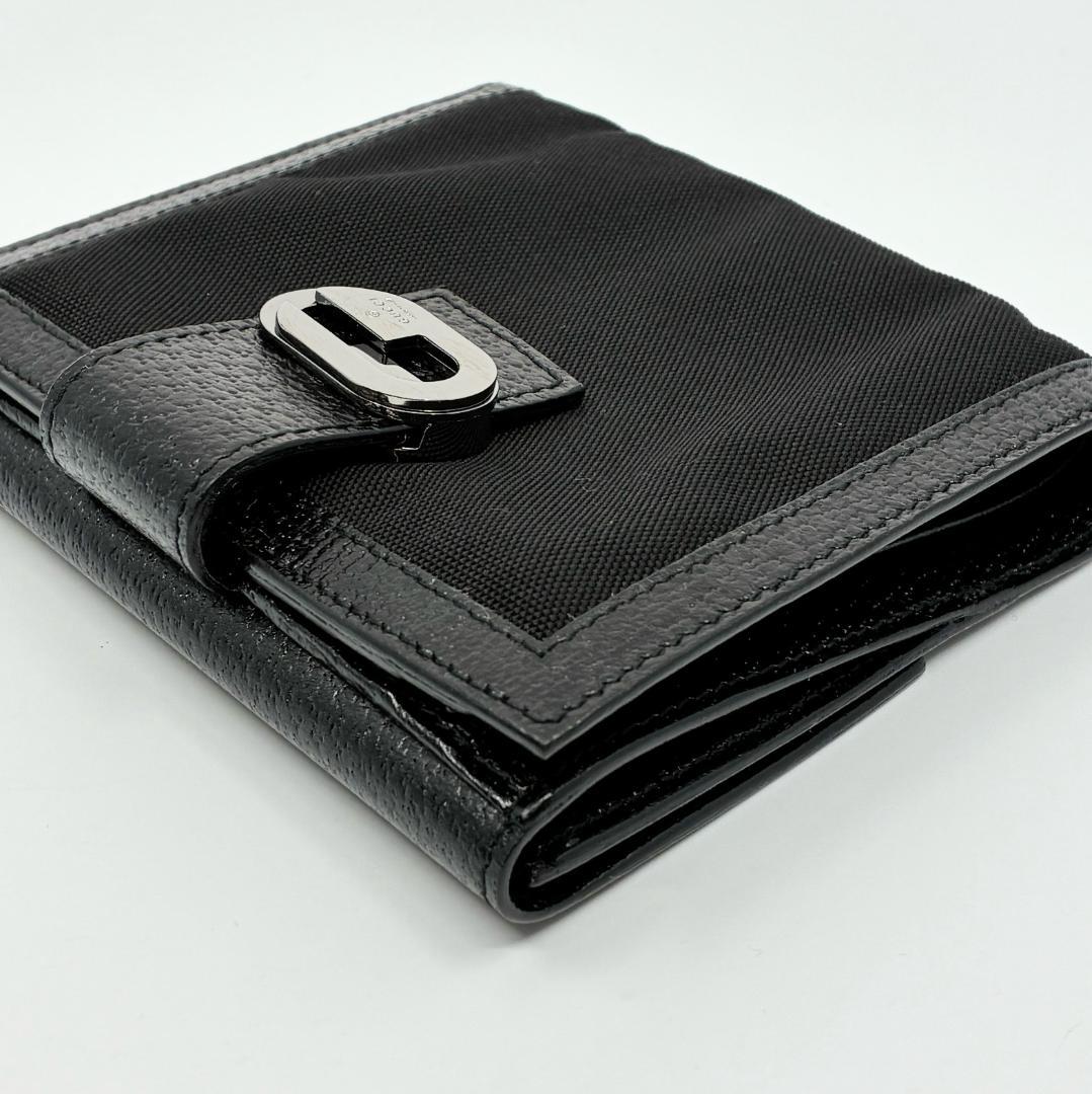 極美品 GUCCI グッチ レザー 二つ折り財布 黒 ブラック A1349A6