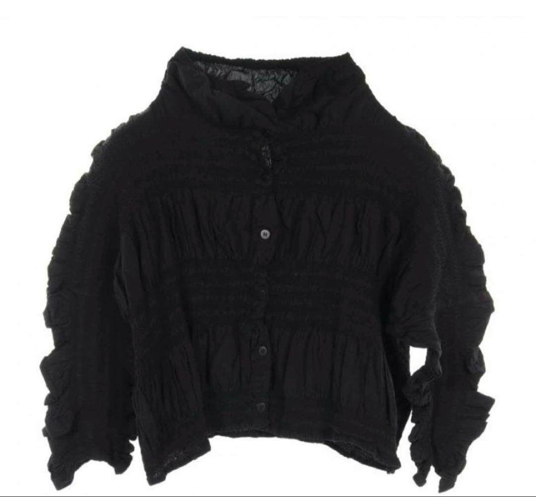 me ISSEY MIYAKE　SHRINK STRIPE　カーディガン　黒