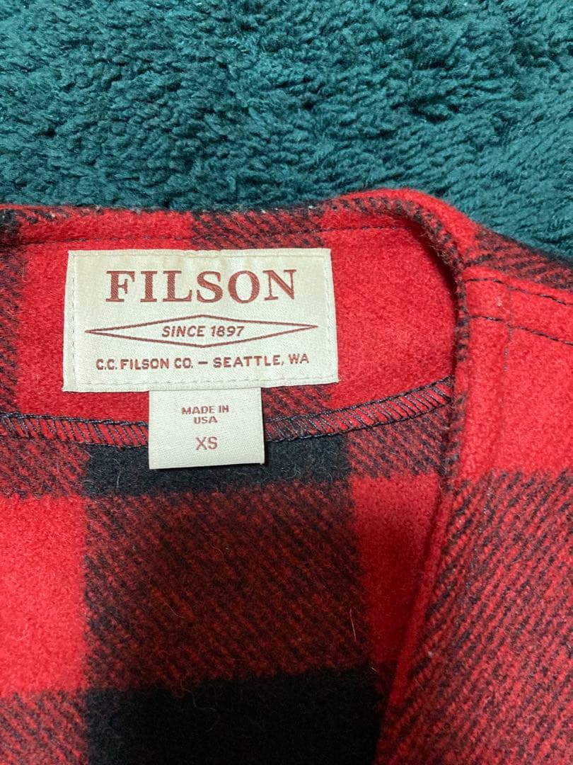 FILSON 赤黒チェック ベスト　フィルソン　マッキーノ　XSサイズ