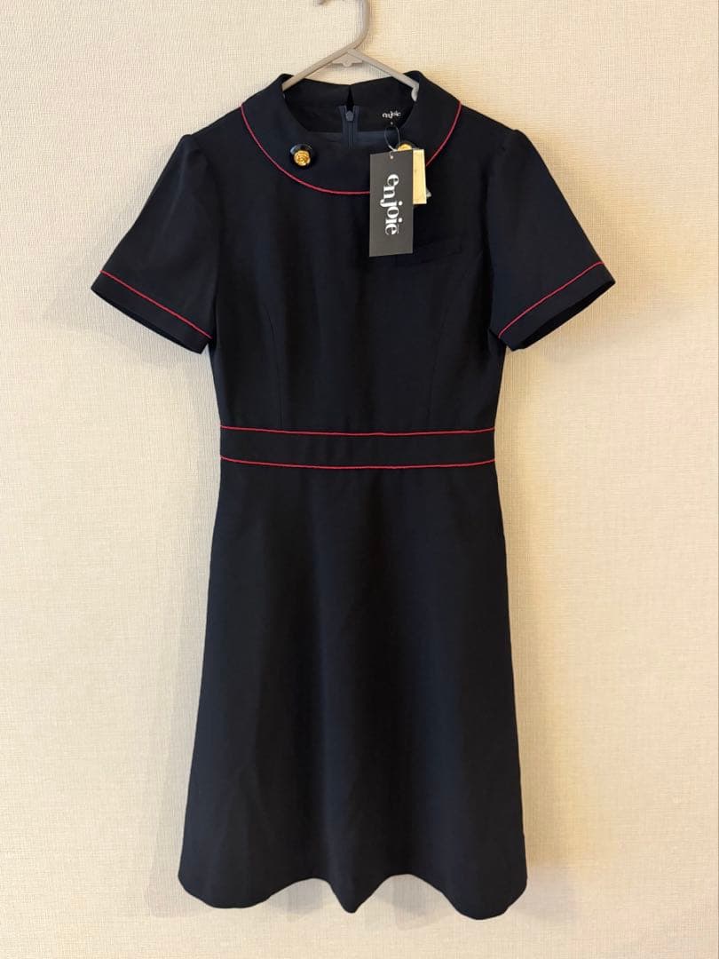 【新品タグ付き】enjoie ネイビー ワンピース 9号 ユニフォーム 制服