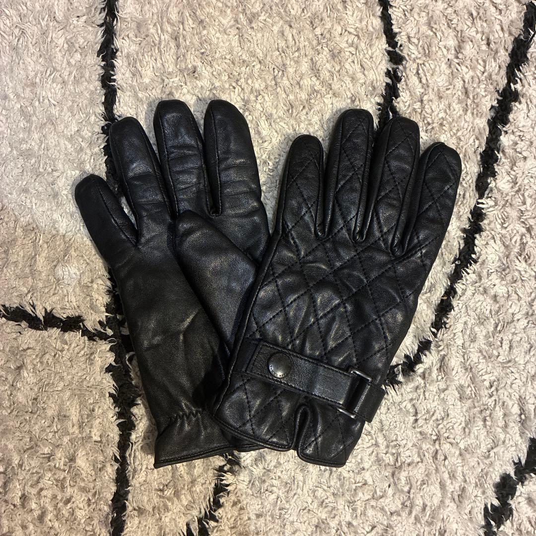 【希少】BURBERRYバーバリーブラックレーベル本革メタル釦加工レザー手袋