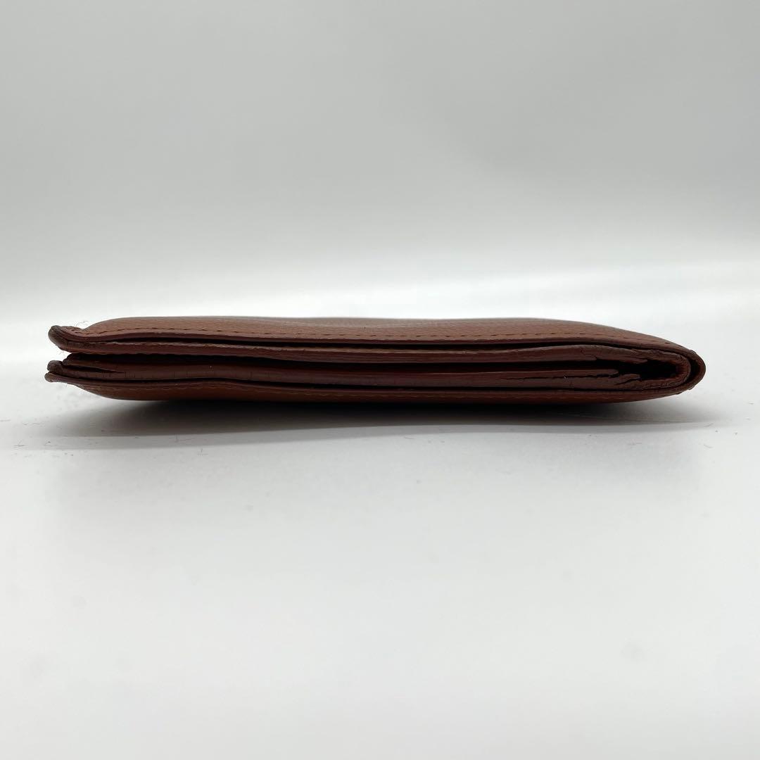 【美品】デルヴォー　二つ折り財布　Dロゴ　ゴールド金具　レザー　ブラウン