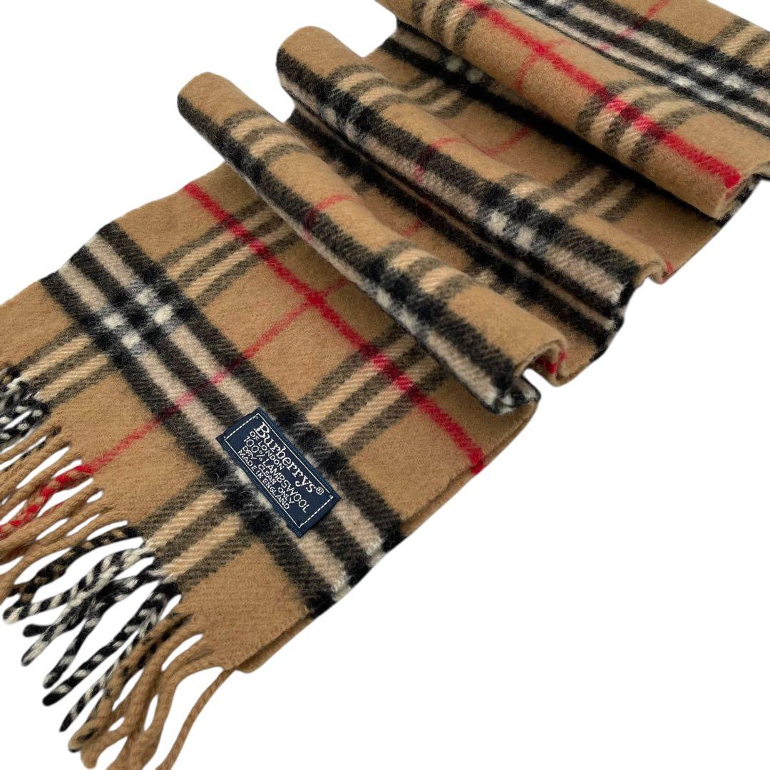 【16-2】Burberry's チェック柄 マフラー 100%ラムウール英国製