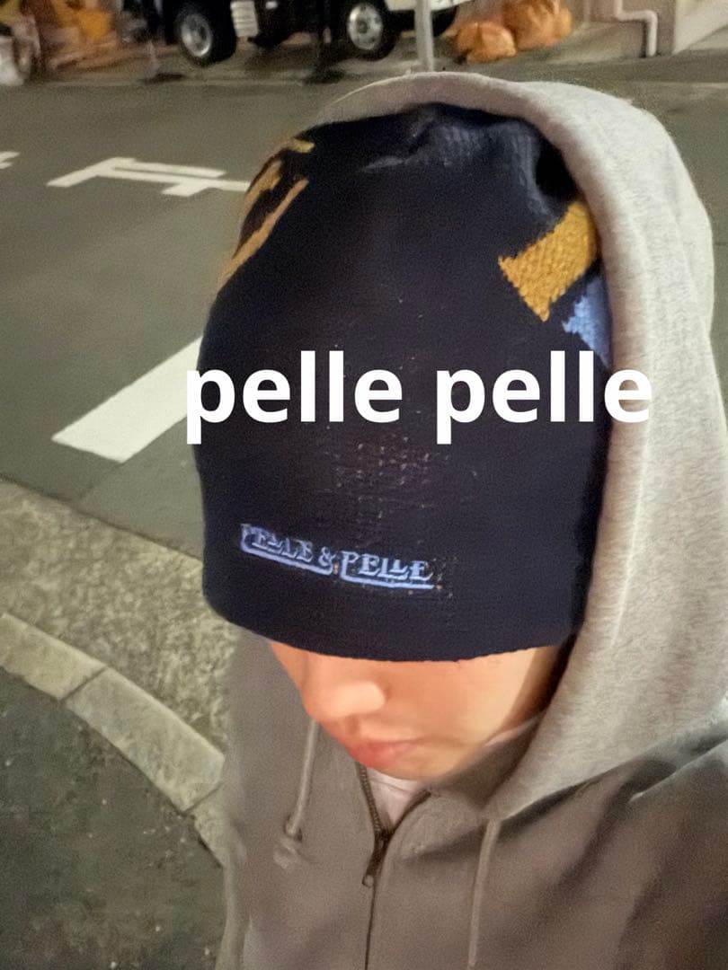 pelle pelle 総柄ビーニー　モノグラム　ニット帽　柄　rocawear