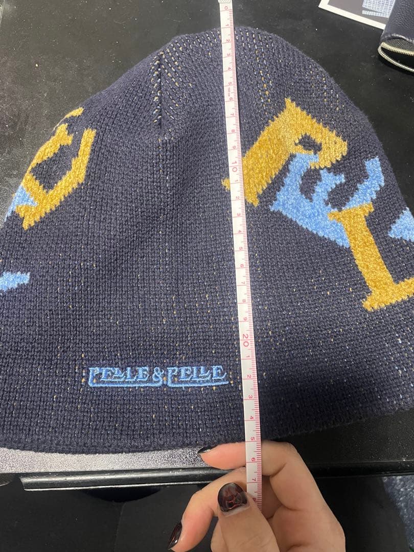 pelle pelle 総柄ビーニー　モノグラム　ニット帽　柄　rocawear