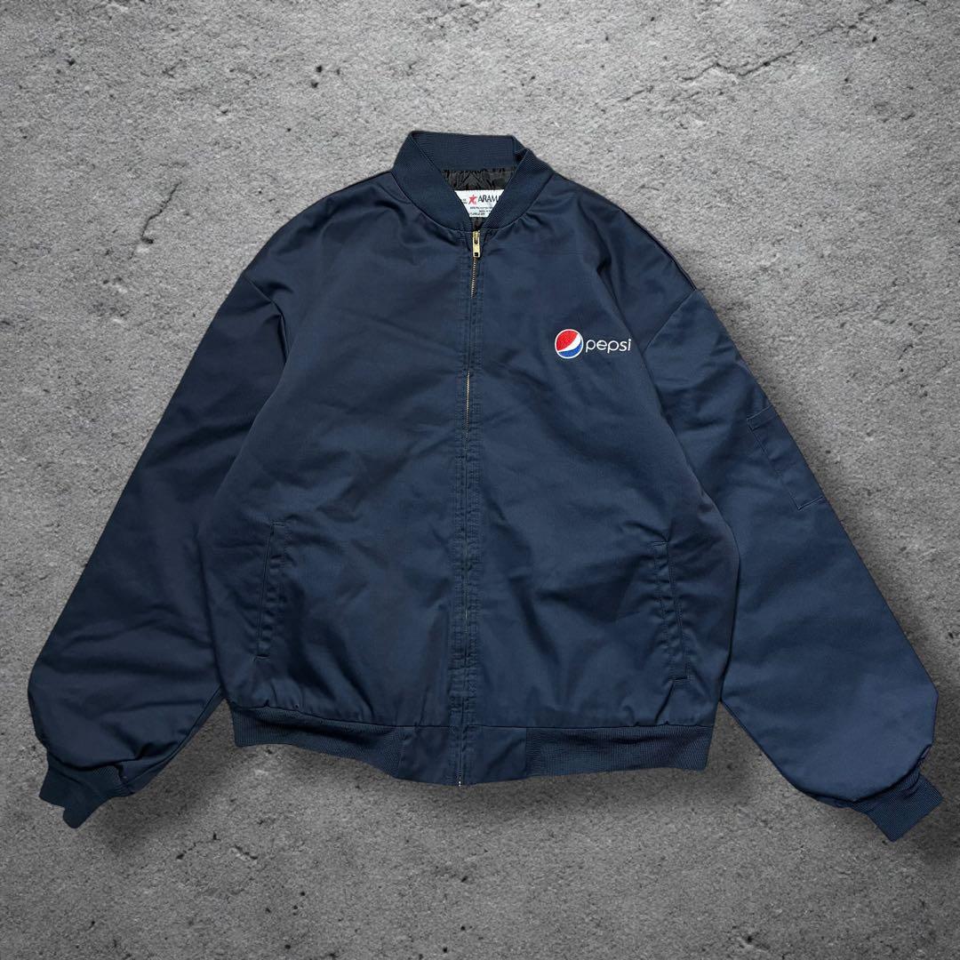 PEPSI ペプシ企業ロゴワークブルゾンXLネイビーma1型aramark短丈