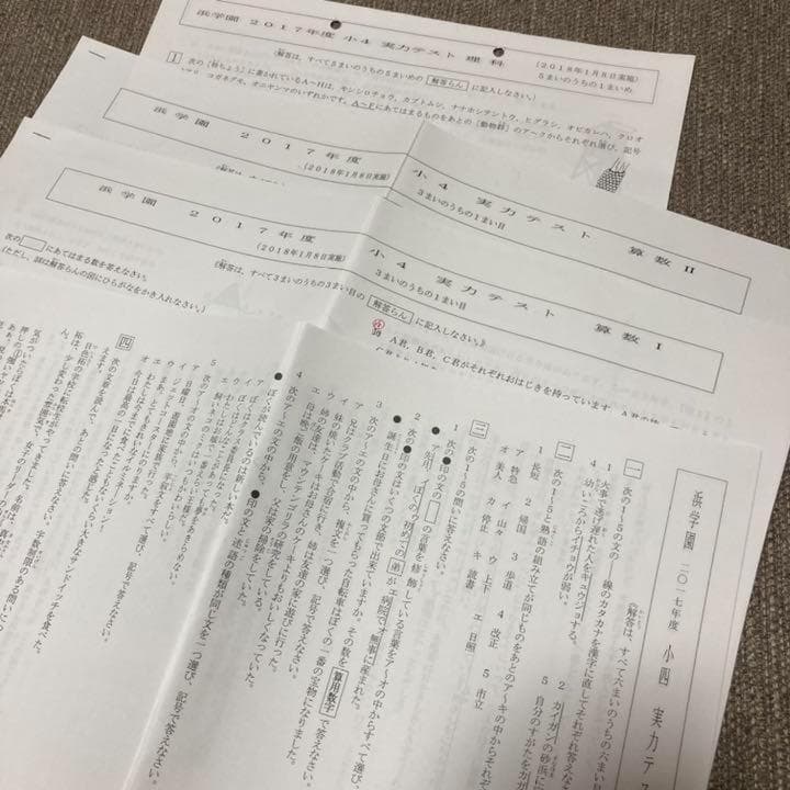 no22508100_【浜学園】小4　2017年度公開テスト3教科(国・算・理)
