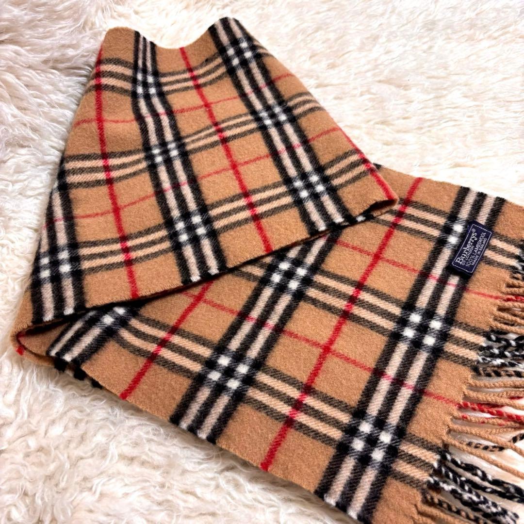 Y*u様 【美品】バーバリー　マフラー　ウール100% タータンチェック　キャメ