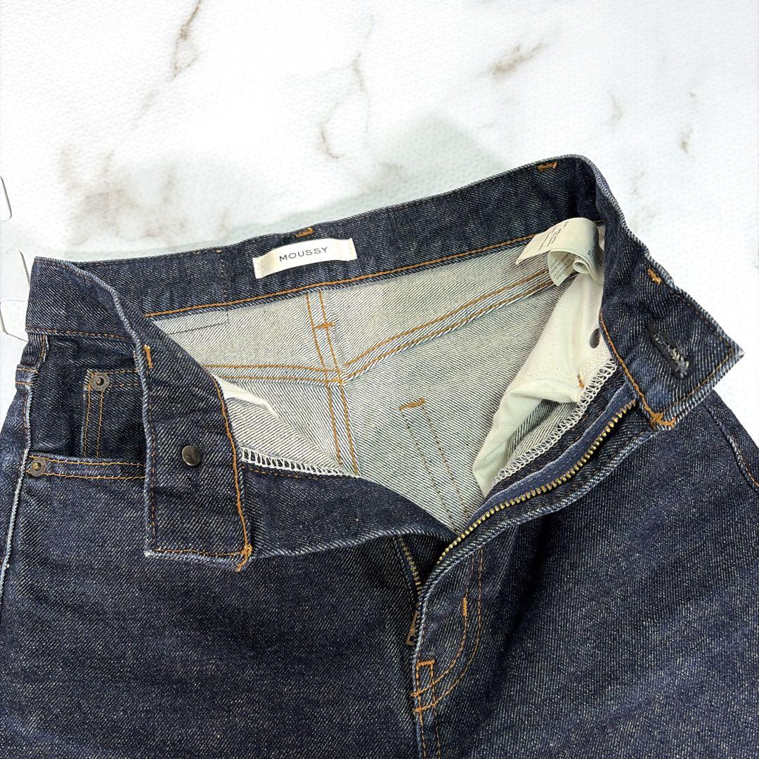 【美品】MOUSSY デニム フレア MVS ストレッチ セルビッチ 濃紺 24