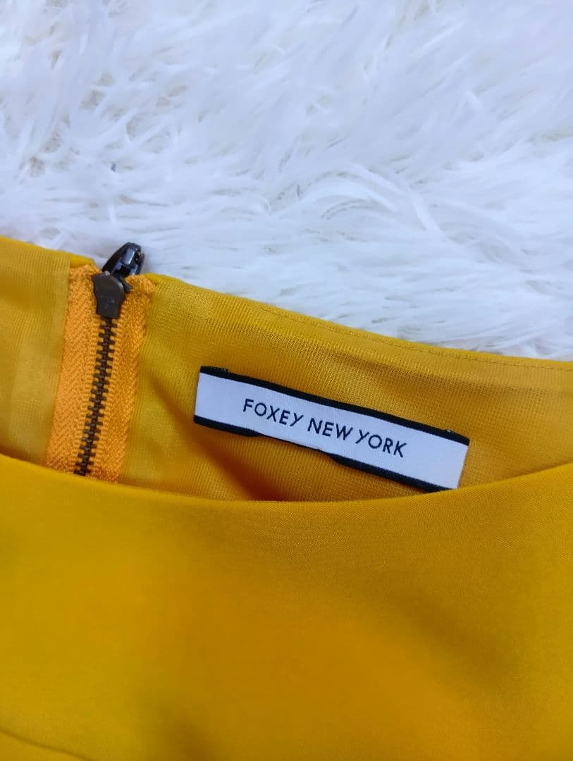 美品　FOXY NEW YORK イエロー ひざ丈ワンピース 半袖　大きいサイズ
