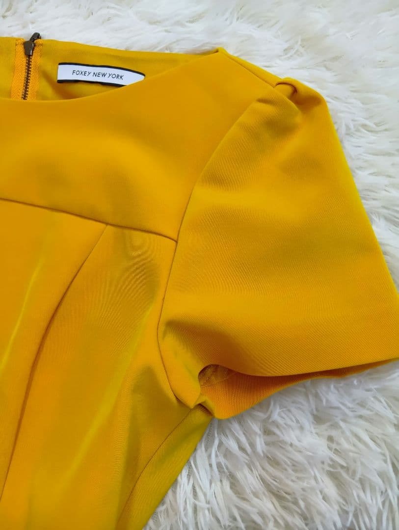 美品　FOXY NEW YORK イエロー ひざ丈ワンピース 半袖　大きいサイズ