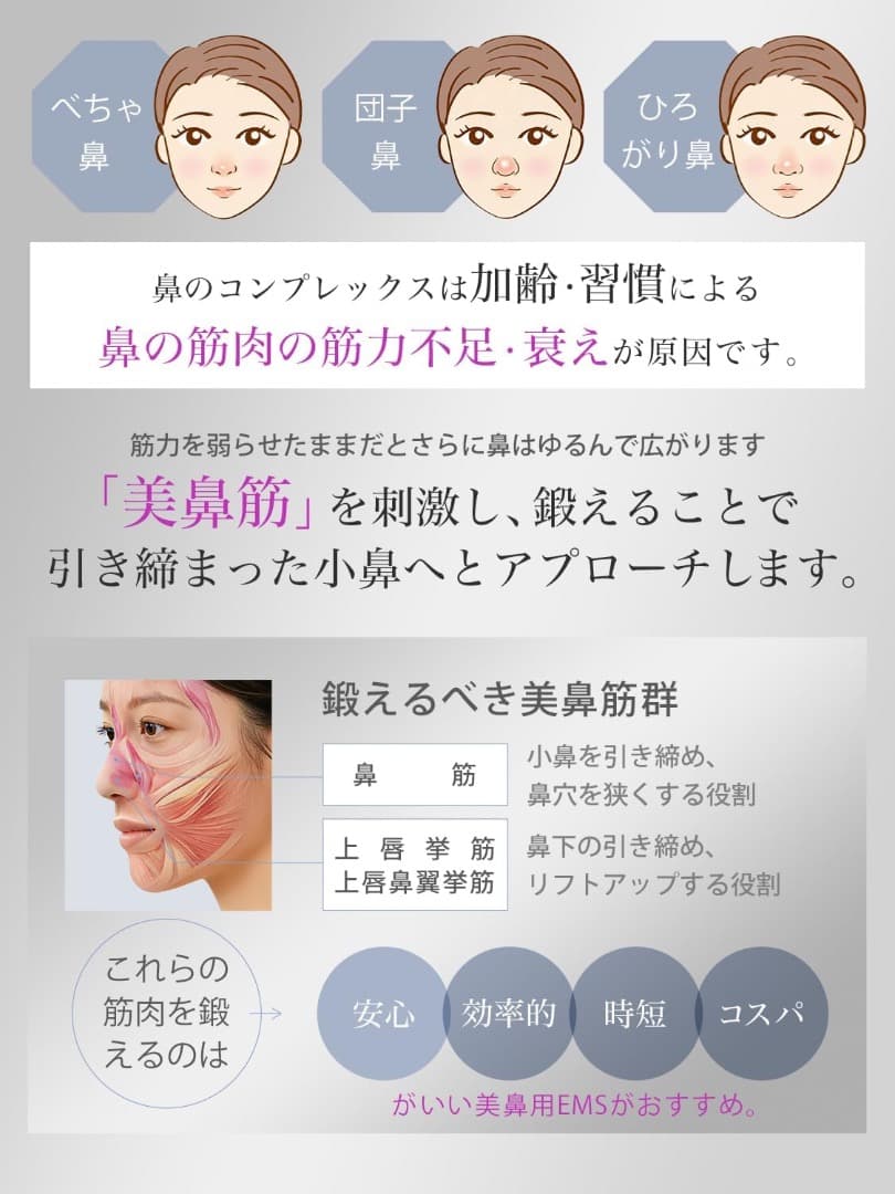 鼻美顔器 鼻用美顔器 美鼻器 EMS美鼻器 ノーズケア 3段階圧力調整