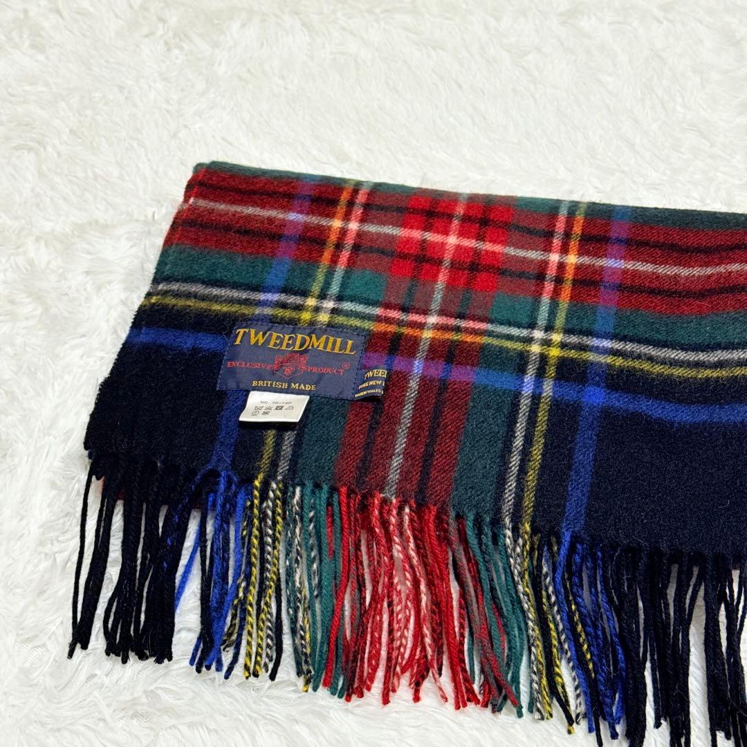 美品✨ TWEEDMILL ツイードミル タータンチェック マフラー ブラック