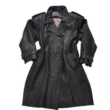 ✨美品✨本革 ラムレザー トレンチコート　レディース　L〜XLサイズ　ブラック