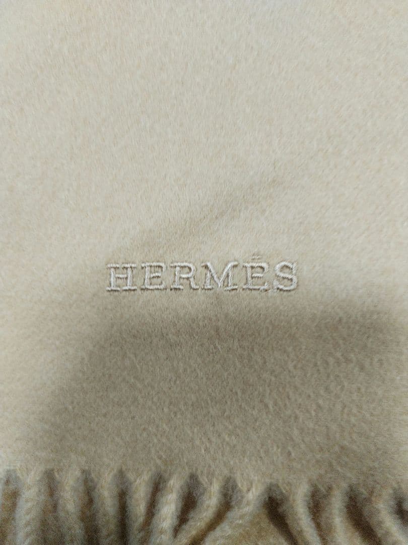 HERMES 100%カシミヤ ストール ベージュ　エルメス