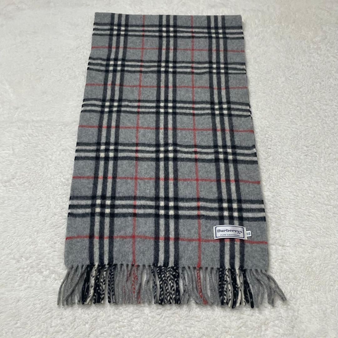 美品　Burberrys バーバリーズ カシミヤ ノバチェックマフラー　グレー