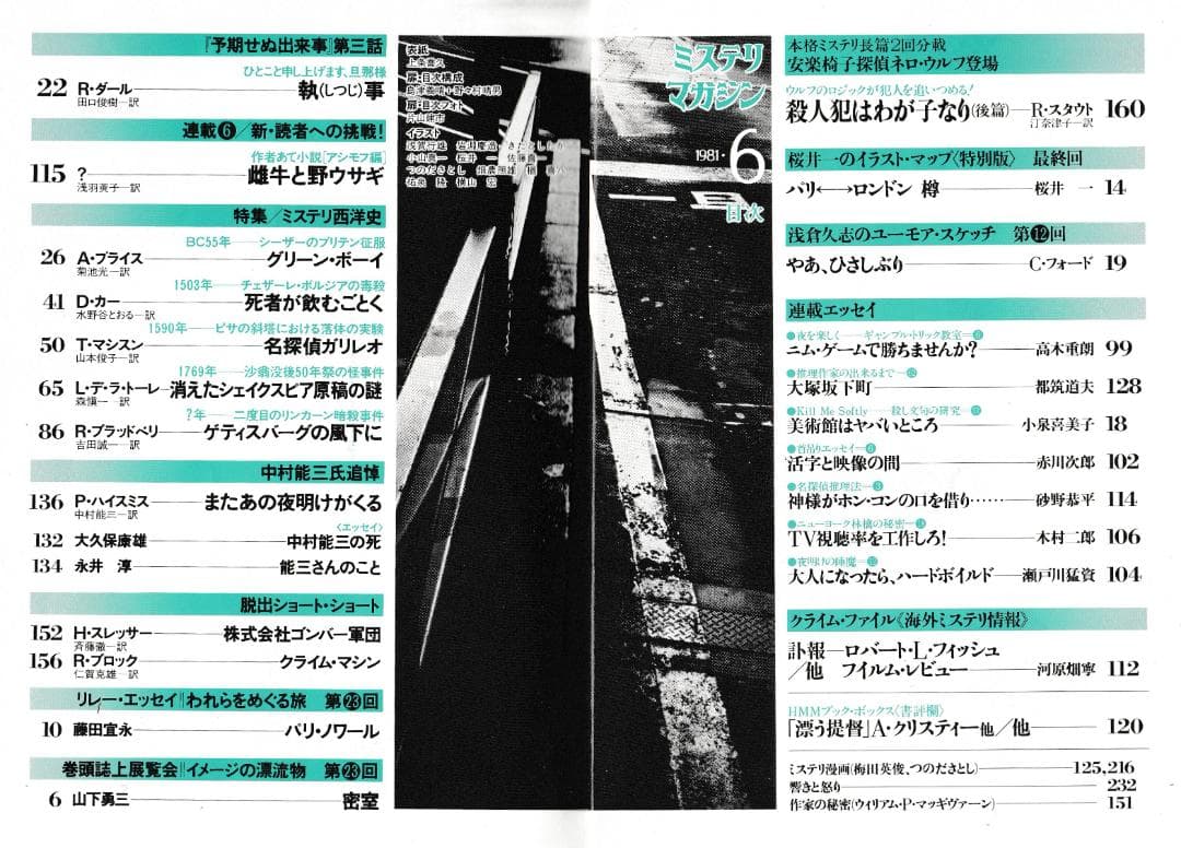 ハヤカワ・ミステリマガジン1981年１月号から12月号までセットで