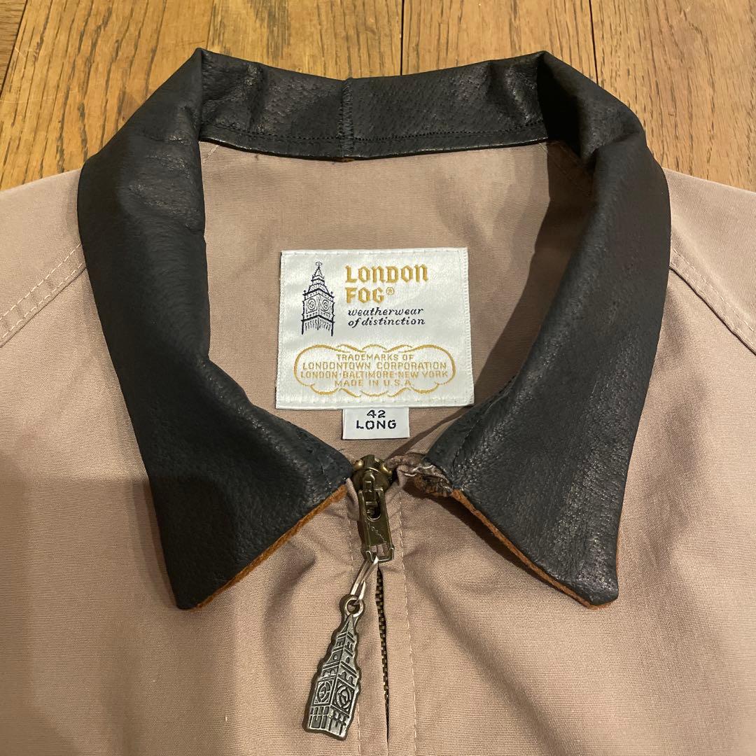 80s LONDON FOG USA製 ハリントンジャケット　襟レザー　リメイク