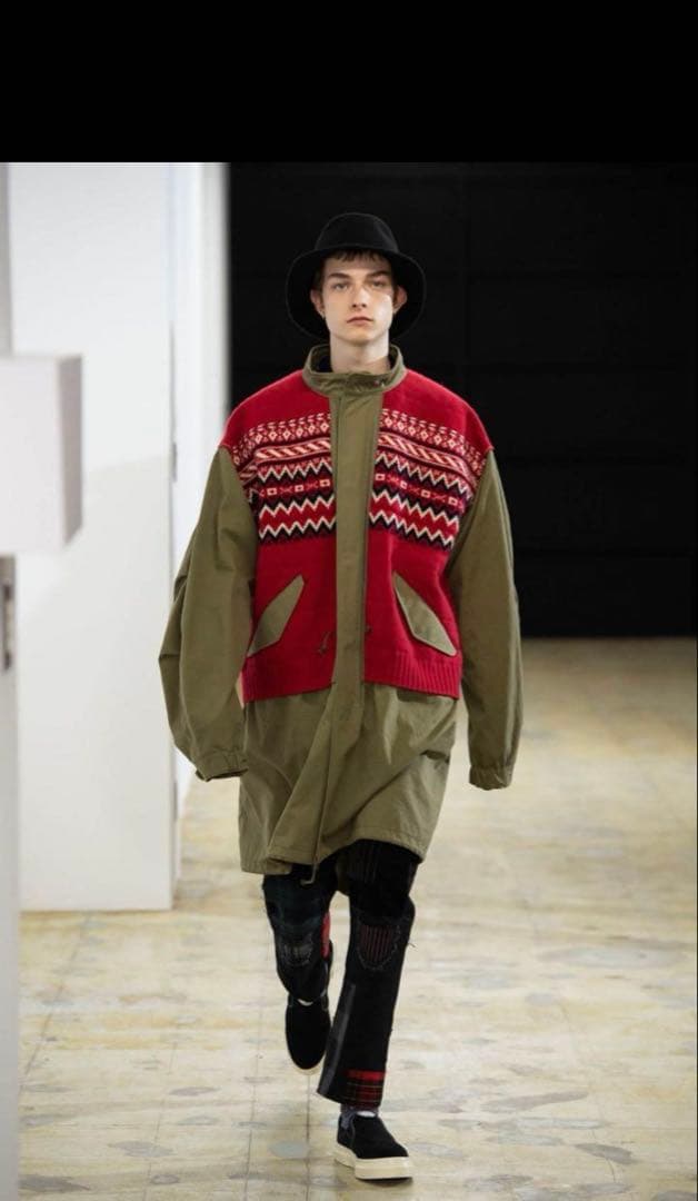 JUNYA WATANABE MAN ノルディック柄ニット モッズコート XS