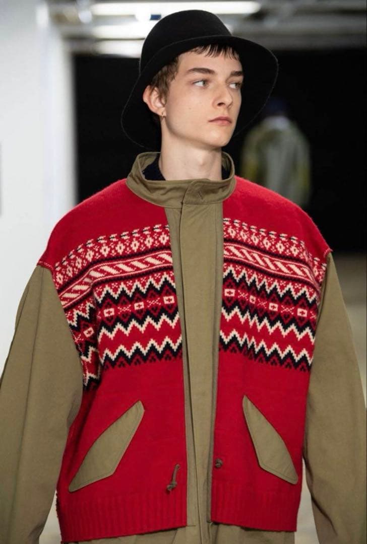 JUNYA WATANABE MAN ノルディック柄ニット モッズコート XS