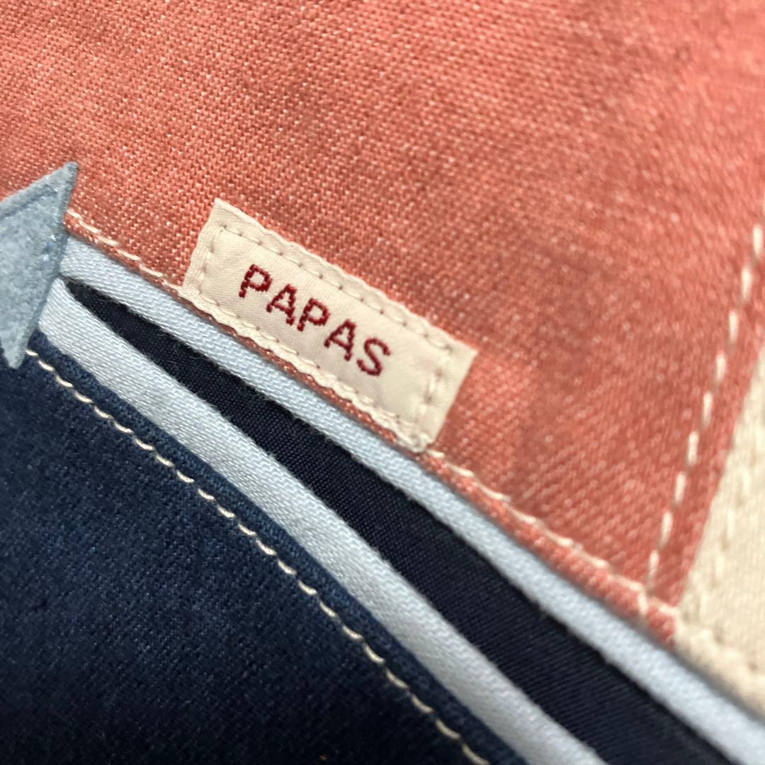 papas パッチワーク　コットンリネンカラフル　ベスト　L 美品