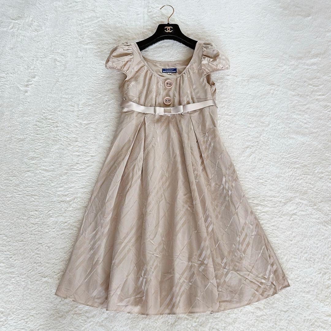 美品【バーバリーブルーレーベル】シャドーチェックワンピース パフスリーブ ベルト