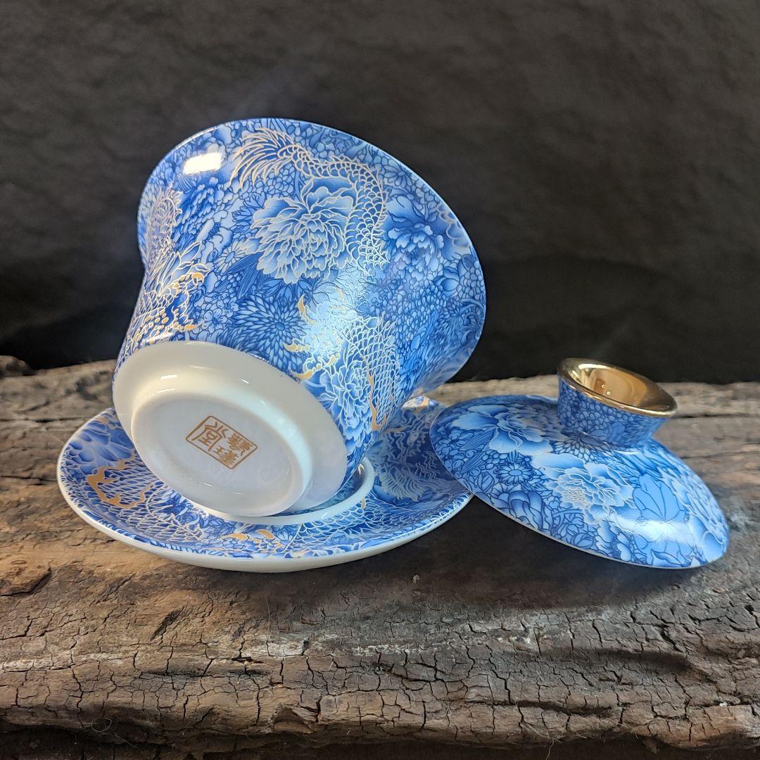 中国茶器 銀竜三才蓋碗 茶器 茶道具 茶杯 煎茶具 新品未使用