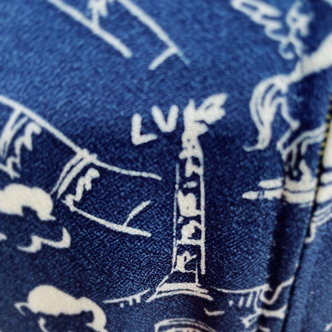 正規品　美品　ルイヴィトン　柄ネイビー　ビジュー　半袖　ワンピース　美シルエット