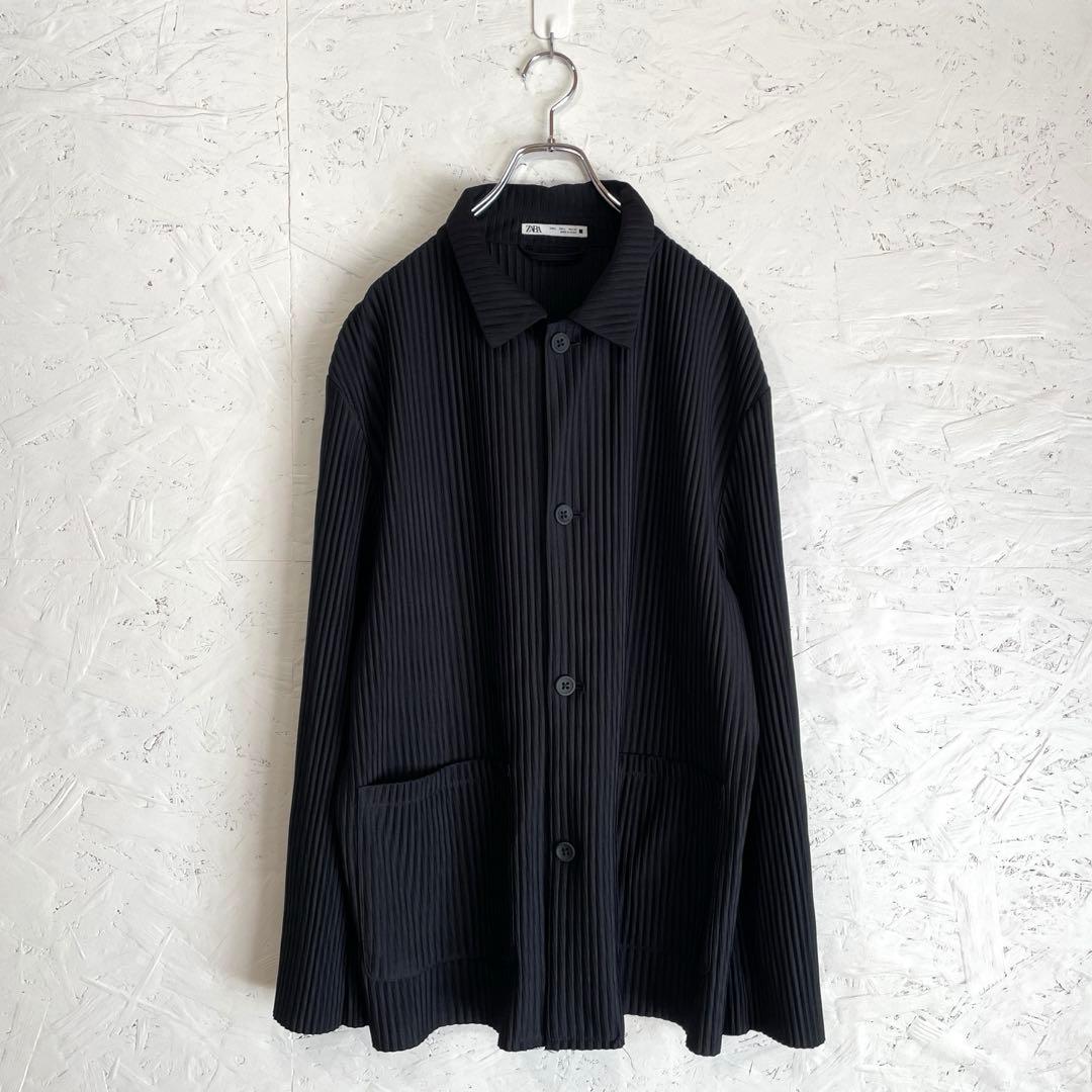 セットアップ【ZARA】プリーツジャケット　テーパードパンツ　黒　L