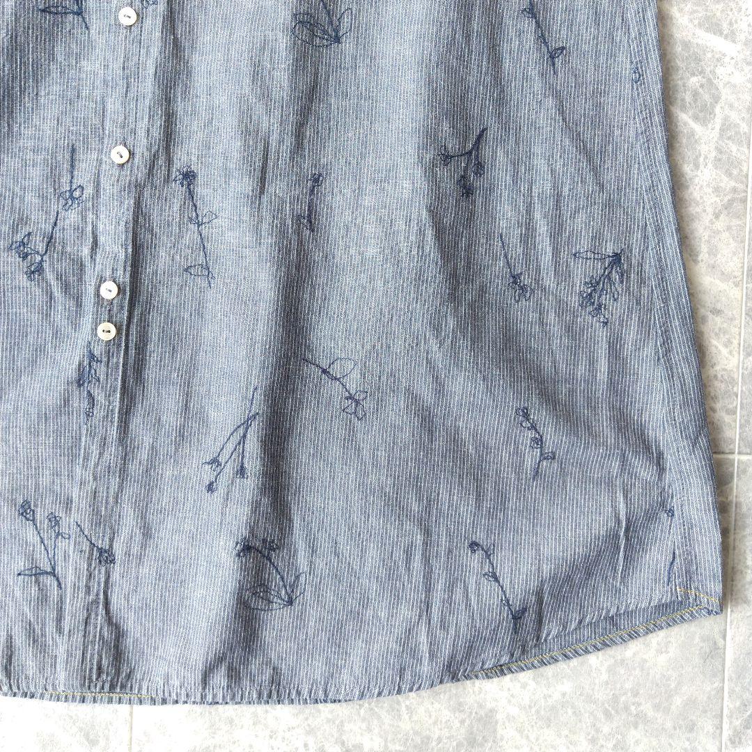 072 パラスパレス 花柄 刺繍 バンドカラー シャツ ワンピース チュニック